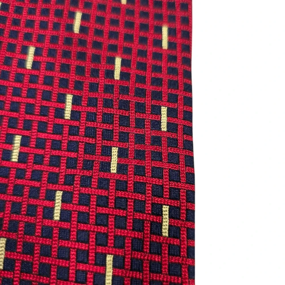 Brooks Brothers Silk Tie Red Grid‎ Pattern Luxury Men's Necktie Business Suit